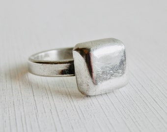 Solid Sterling Silver Pillow RIng, Size 8.5, Modernist Ring, Abstract Jewelry, Mid Century Style, Unisex Ring, Gender Neutral, Mans Ring