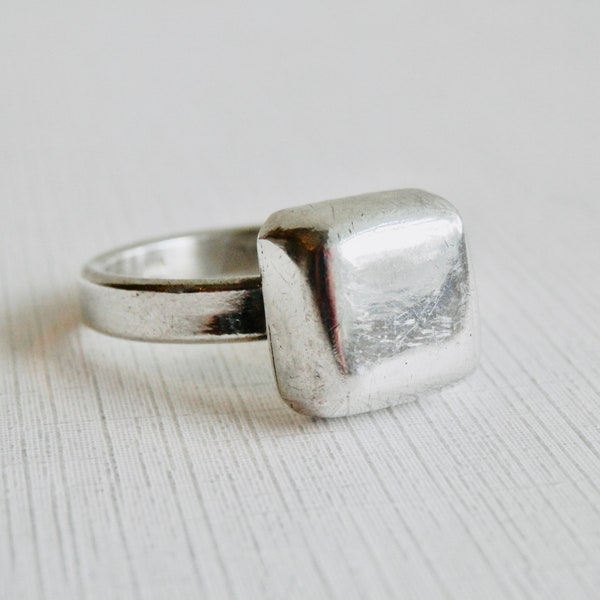 Solid Sterling Silver Pillow RIng, Size 8.5, Modernist Ring, Abstract Jewelry, Mid Century Style, Unisex Ring, Gender Neutral, Mans Ring