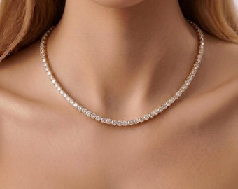 Collar Tennis/River - Plata de ley 925 bañada en oro amarillo de 18 quilates - Moissanita de alta calidad - 5 capas de baño - Caja de regalo - Garantía de 2 años