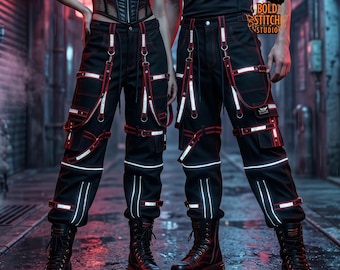 Gothic Skull Zip-off Cargo Pants: Cyberpunk Rave Convertible