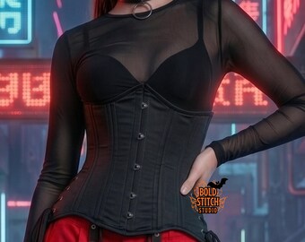 Black Lace Up Corset Gothic Corset Top Waist Cincher Corset Strapless Bustier Alternative Fashion Rave Outfit Top