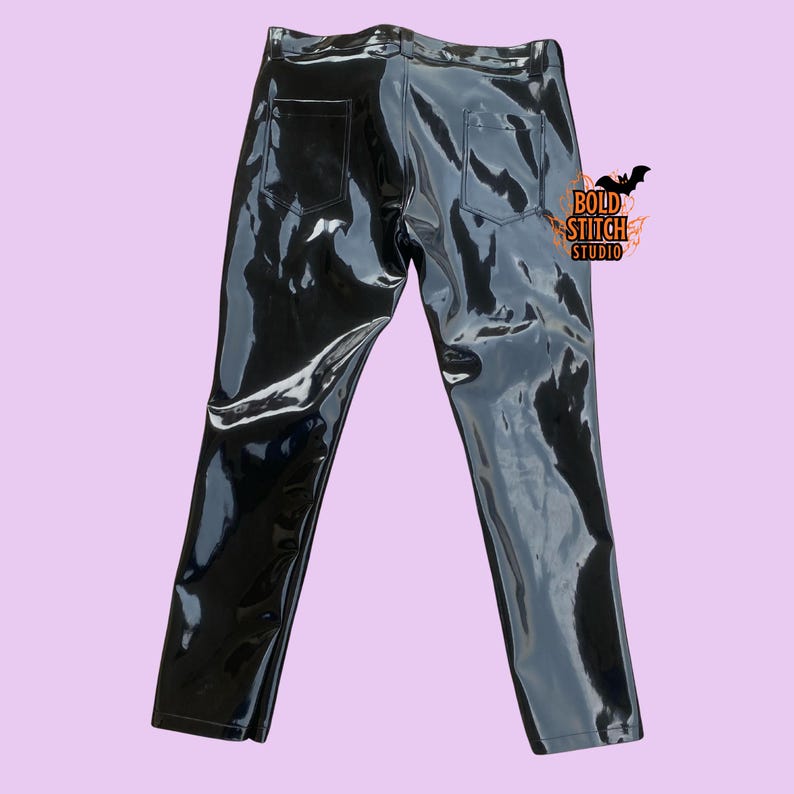 Pantalones unisex de vinilo negro – Pantalones ajustados de PVC brillante para estilo urbano y salidas nocturnas imagen 7