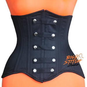 Handmade Underbust Women Steel Boned Waist Trainer Corset Black Cotton Corset Body Shaper