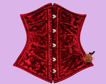 Red Underbust Corset, Gothic Waist Corset, Structured Corset Top, Alternative Fashion, Statement Corset, Custom Size