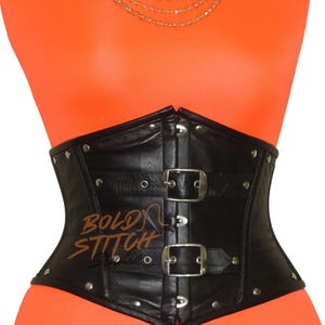Underbust Leather Corset for Women with Front Buckles – Gothic Waist Cincher for Steampunk Outfits