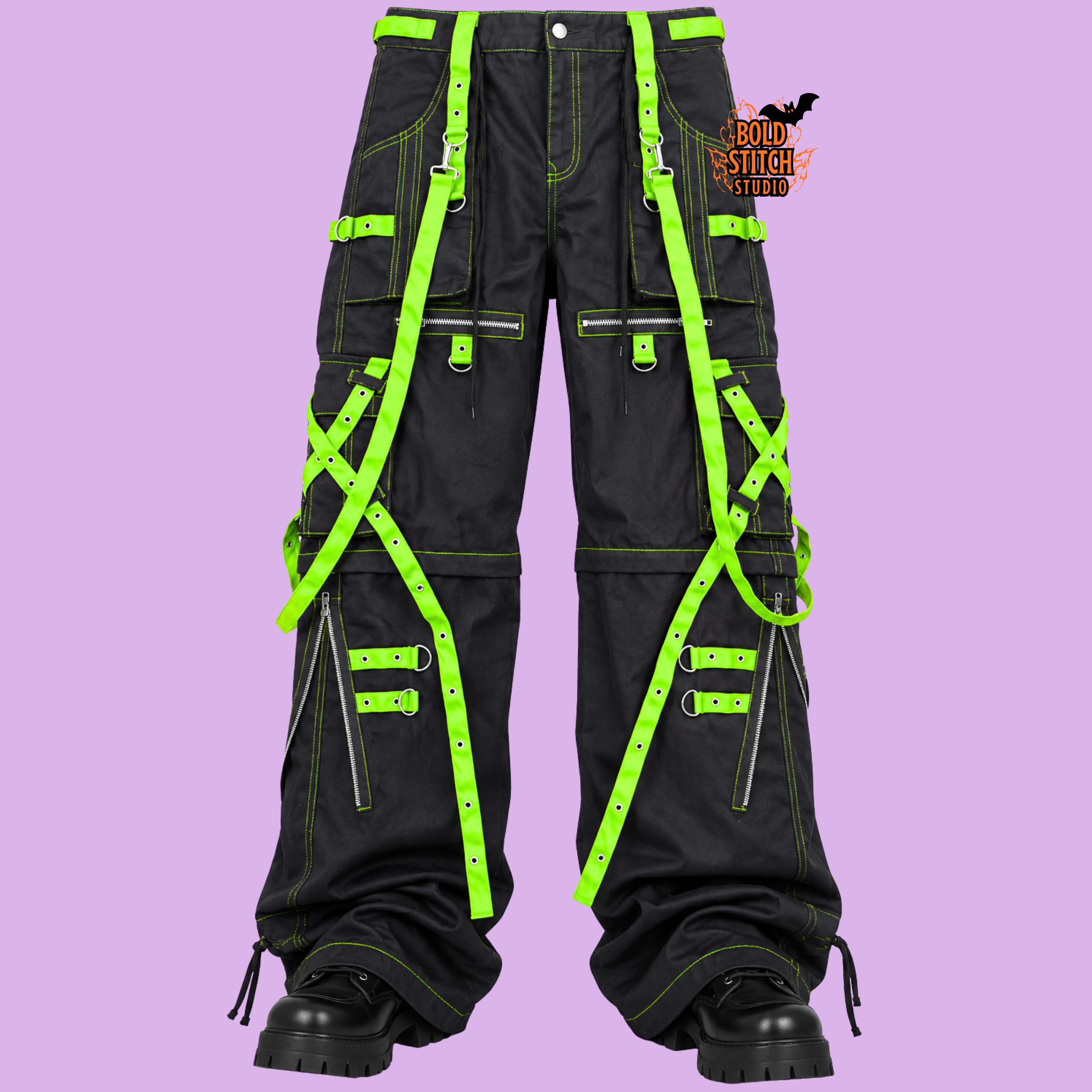 Black Red Techwear Cargo Pants | Gothic Punk Strap Pants