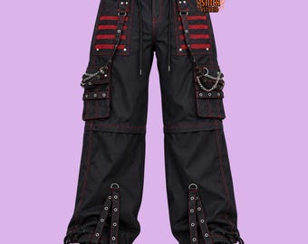 Cyberpunk Cargo Pants with Straps, Techwear Pants Men, Gothic Rave Pants, Black Utility Pants, Alternative Streetwear Trousers