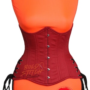 Women Handmade Red Cotton Underbust Corset Body Shaper Steel Boned Waist Trainer Corset steampunk