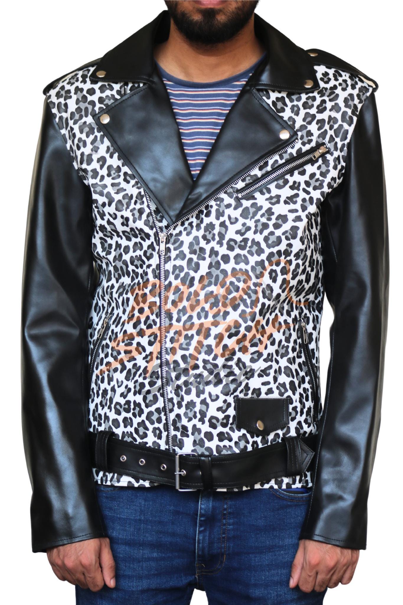 80₋90s leopard leather jacket レオパード柄 Leopard Print Leather Jacket - Etsy