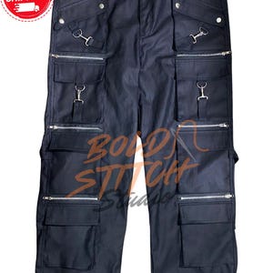 Unisex Rave Festival Pants - Gothic Cargo Pants – Punk Streetwear Pants with Zippers – Alternative Grunge Techwear