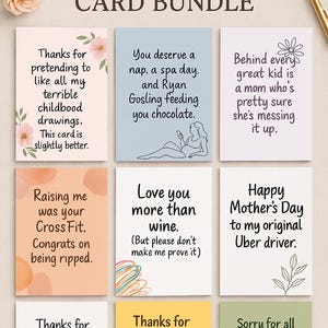 Cartão de Dia das Mães para Imprimir, Cartão Engraçado para Mãe, Download Instantâneo, Floral