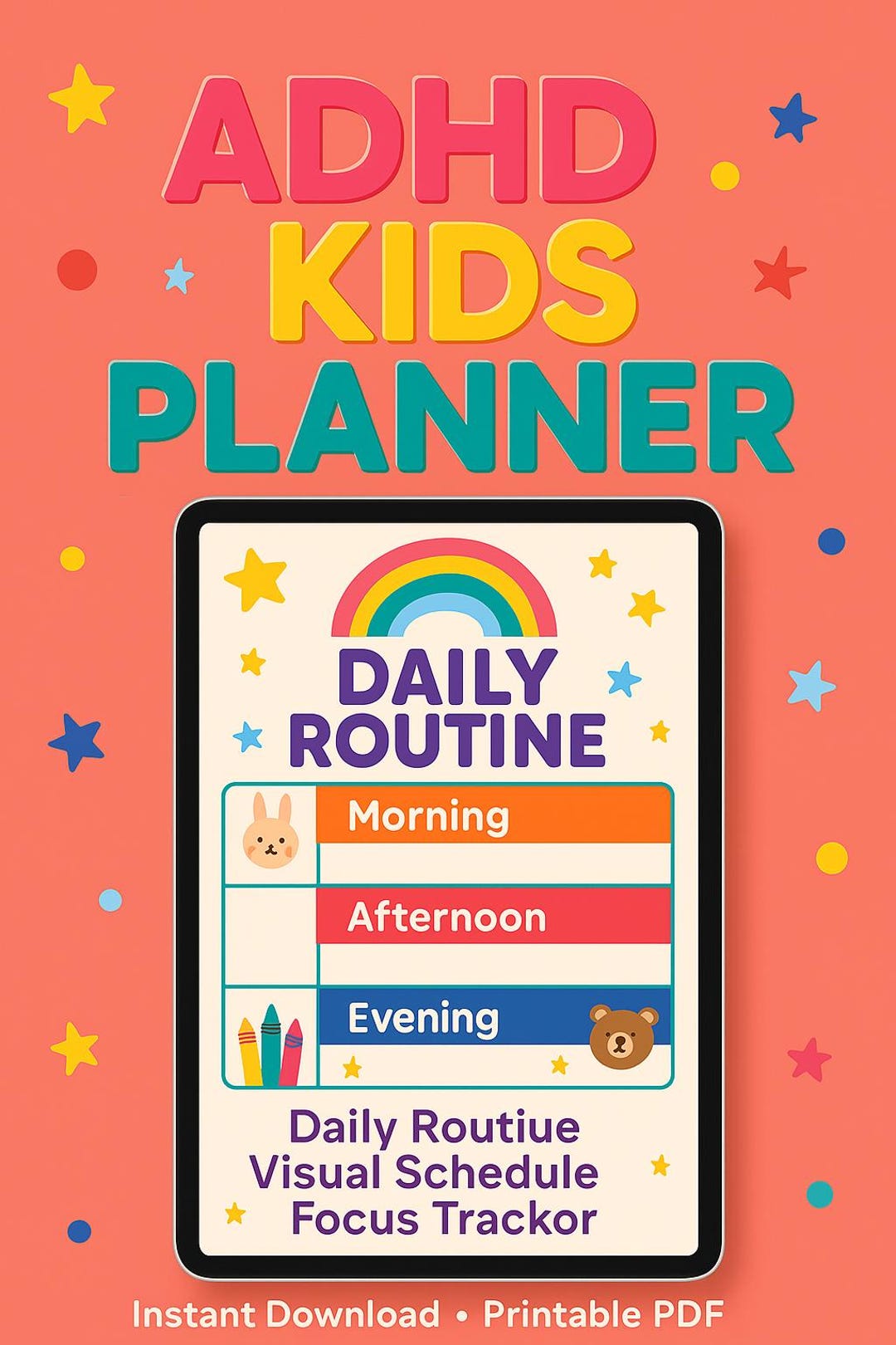 ADHD Kids Planner – Printable Visual Schedule, Daily Routine Chart ...