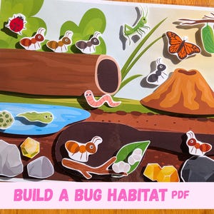 Build A Bug Habitat Kids Insect Printable Quiet Book Busy Book Kindergarten Toddler Activity Preschool Activity Montessori Materials PDF
