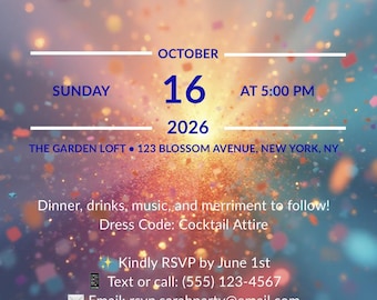 11 Designs Samt & Konfetti: Premium personalisierbare Feier Einladungskarte