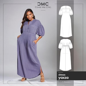Yaxza Maxi Dress PDF Sewing Pattern (XS-4XL) | Modest Maxi Dress | Digital Sewing Pattern with Video Tutorial