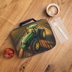 Tractor Design Lunch Bag | Farm Lunch Tote, Kids Lunch Box, Cute Lunch Cooler, Picnic Bag, Back to School Essentials