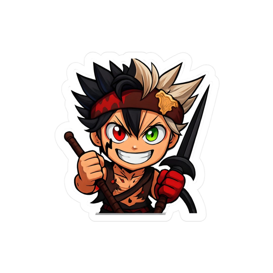 Black Clover, Asta, Anime Sticker, Demon Form, Satin Vinyl Sticker for ...