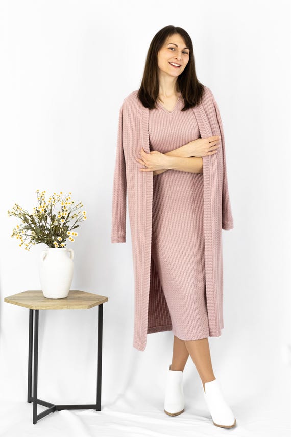 knitted cardigan and dress set / Two-piece Suit / Set abito da sposa in pizzo maniche lunghe
