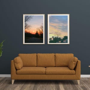 Beige Ästhetischer Sonnenuntergang Wandkunst, minimalistischer Street View-Druck, ruhige Natur Schlafzimmer Poster, neutrale Töne Wohnkultur Leinwand