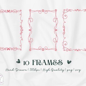 Charming Pink Swirl Frame Set | 10 High-Quality PNG/SVG Designs for Greeting Cards, Planners, & Wall Art, Romantic invitation and stationary