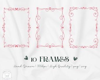 Pink Swirl Frame Set: Romantic PNG/SVG Clipart (Digital Download)