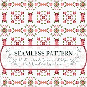 Folk Floral Seamless Pattern: Hand-Drawn Boho Paisley Tile (Digital Paper)