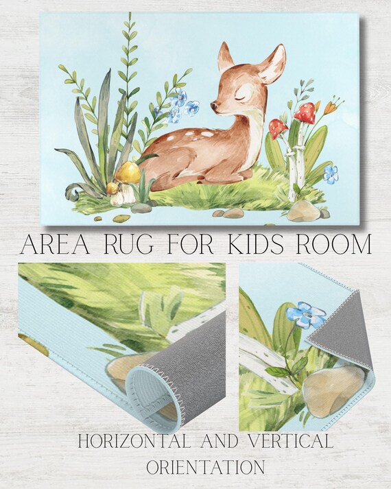 Fawn Nursery Rug: Boho Kids Room Decor
