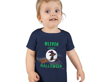 Personalized Toddler Witch Halloween Shirt, Spooky Kids Tee
