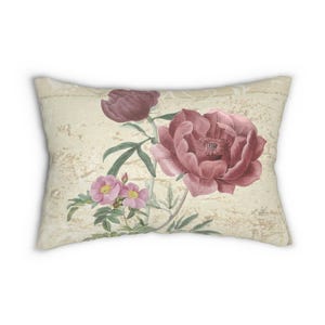 Lumbar pillow, Vintage botanical  Floral Lumbar Pillow, Vintage Decor Cushion, Home Accent Pillow, Throw Pillow, Gift for Flower Lovers
