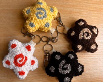 Punch Needle Star Keychain: Handmade Cotton Charm