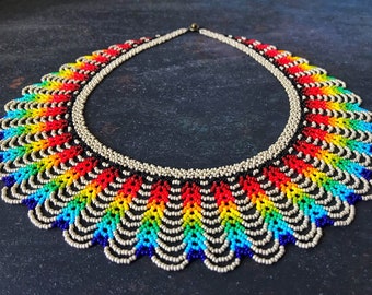 LGBT Collar Necklace, Rainbow Bib Necklace, Lace Collar Necklace, Gay Couples Gifts, Pride Month Jewelry