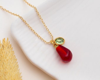 Pomegranate Seed Birthstone Necklace, Mother's Day Gifts, Best Friend Necklace, Birthday Gift, New Life Necklace