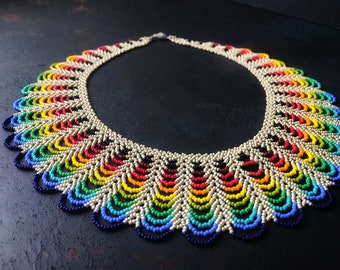 Dainty LGBT Necklace, Rainbow Statement Necklace, Gay Pride Necklace, Multicolor Collar Necklace