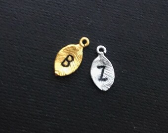 Add on Initial Leaf Charm, Add Tiny Leaf Initial, Handstamped Initial Charm, Add on Personalized Leaf Charm, Letter Charm