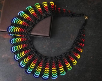 Black Rainbow Collar Necklace, Gifts for a Couple, LGBT Pride Necklace, Christmas Gift Idea, BFF Necklace for 2