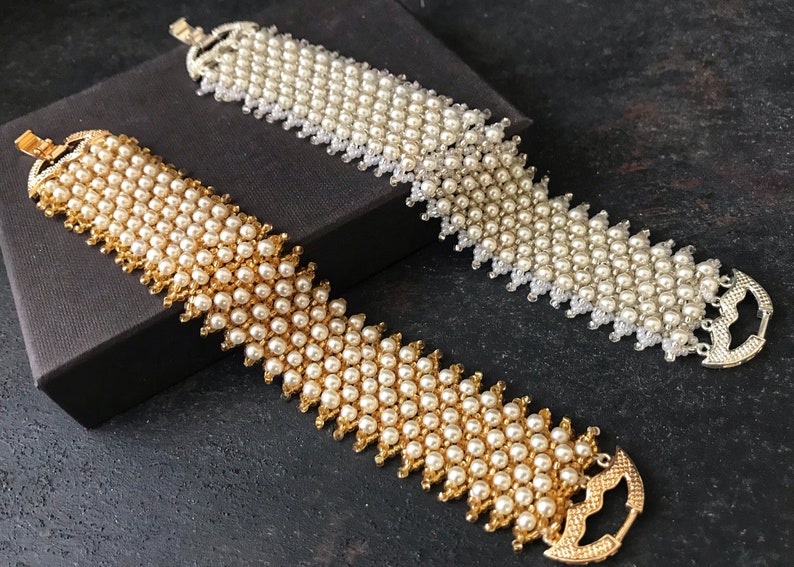 Delicate Set of 2 Bracelets: Silver Bridesmaid Bracelet, Gold Bridesmaid Bracelet, Bridesmaid Pearl Bracelet, Silver and Gold Bracelets image 3