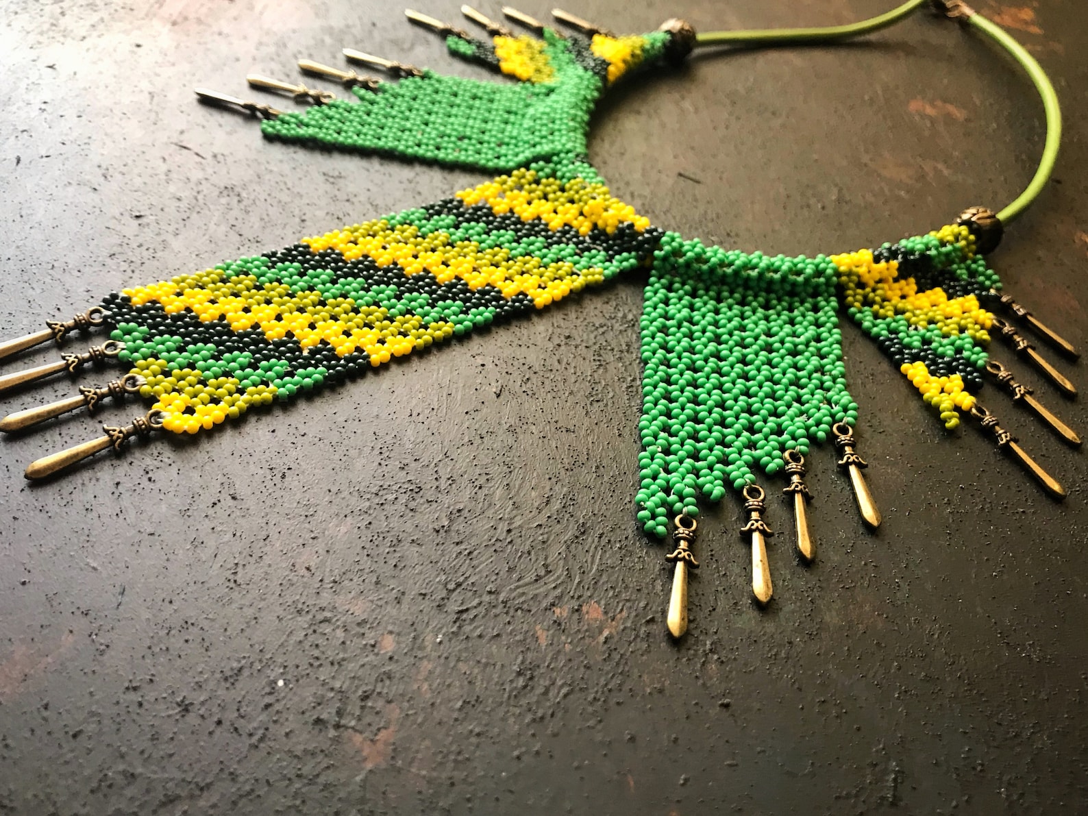 Jamaican Colors Beaded Summer Necklace Multicolor Colorful Etsy