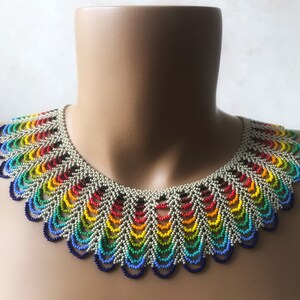 Dainty LGBT Necklace, Rainbow Statement Necklace, Gay Pride Necklace, Multicolor Collar Necklace 17.00 Inches