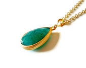 Emerald Necklace, Green Jade Pendant Necklace with Gold Filled Chain - Also Available in Silver, Birthstone Necklace, Wedding Jewelry
