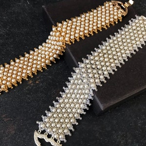 Bridal Gold Bracelet, Pearl Cuff Bracelet, Jewelry Gift for Women, Gold Wedding Idea, Bridesmaid Jewelry image 5