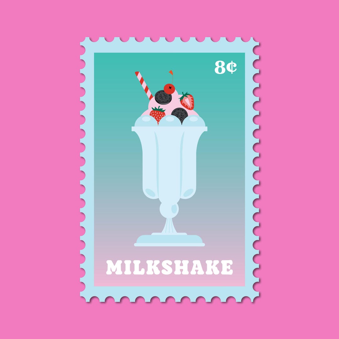 Retro Milkshake Stamp Shaped Vinyl Sticker - Etsy