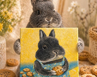 Custom Rabbit Portrait | Acrylic Pet Memorial | Hand Painted | Unique Gift for Pet Lovers | Custom Packing | With Frame