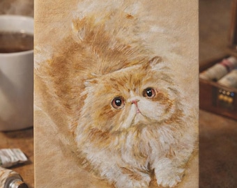 Retrato personalizado de gato, pintura artesanal em acrílico sobre tela, embalagem personalizada.