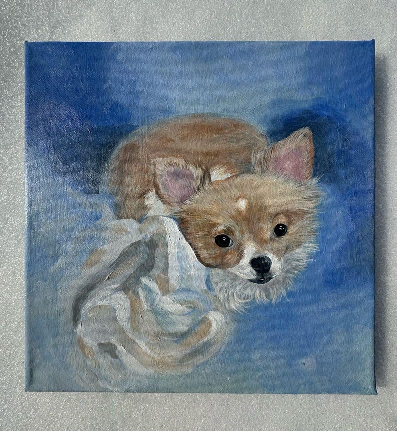 Custom Dog Portrait Painting, Handmade Acrylic Pet Art on Canvas ...