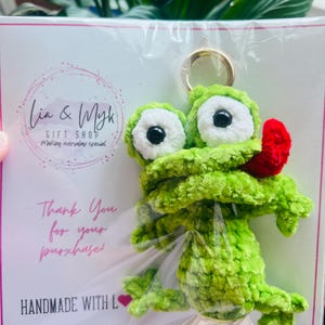 Handmade Crochet Funny Crazy Frog, Amigurumi Keychain, Humor Gift, Birthday, Crochet Keychain, Handmade Gift, Mental health
