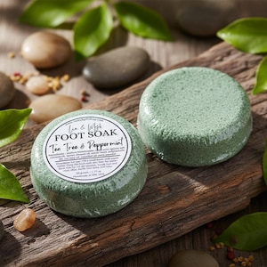 Baño de pies natural y artesanal: menta de árbol de té, menta de caléndula, menta de lavanda