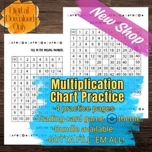 Multiplication Chart | Fun Math | Game Card Multiplication Practice