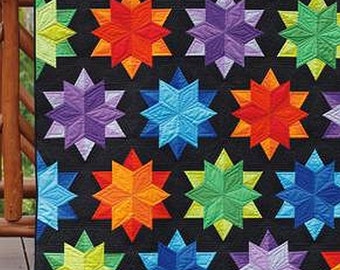 Night Sky Quilt Pattern / Jaybird Quilts / 5 Size / Monochromatic Stars / Quilting Pattern / Baby / Lap / Twin / Queen / King / Julie Herma