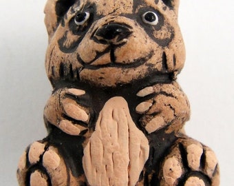 Teddy Bear Bead / Ceramic Bead / Handmade / Peru / Large Hole Bead / Brown / Beading / Embellishment / Jewelry / Crafting