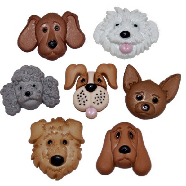 Jesse James Button Mania Fuzzy Faces Dog Dogs Canines Puppy Puppies Buttons